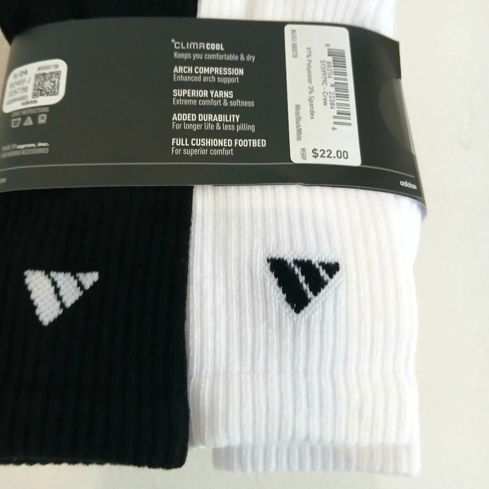 adidas Men's Athletic Socks in Black and White